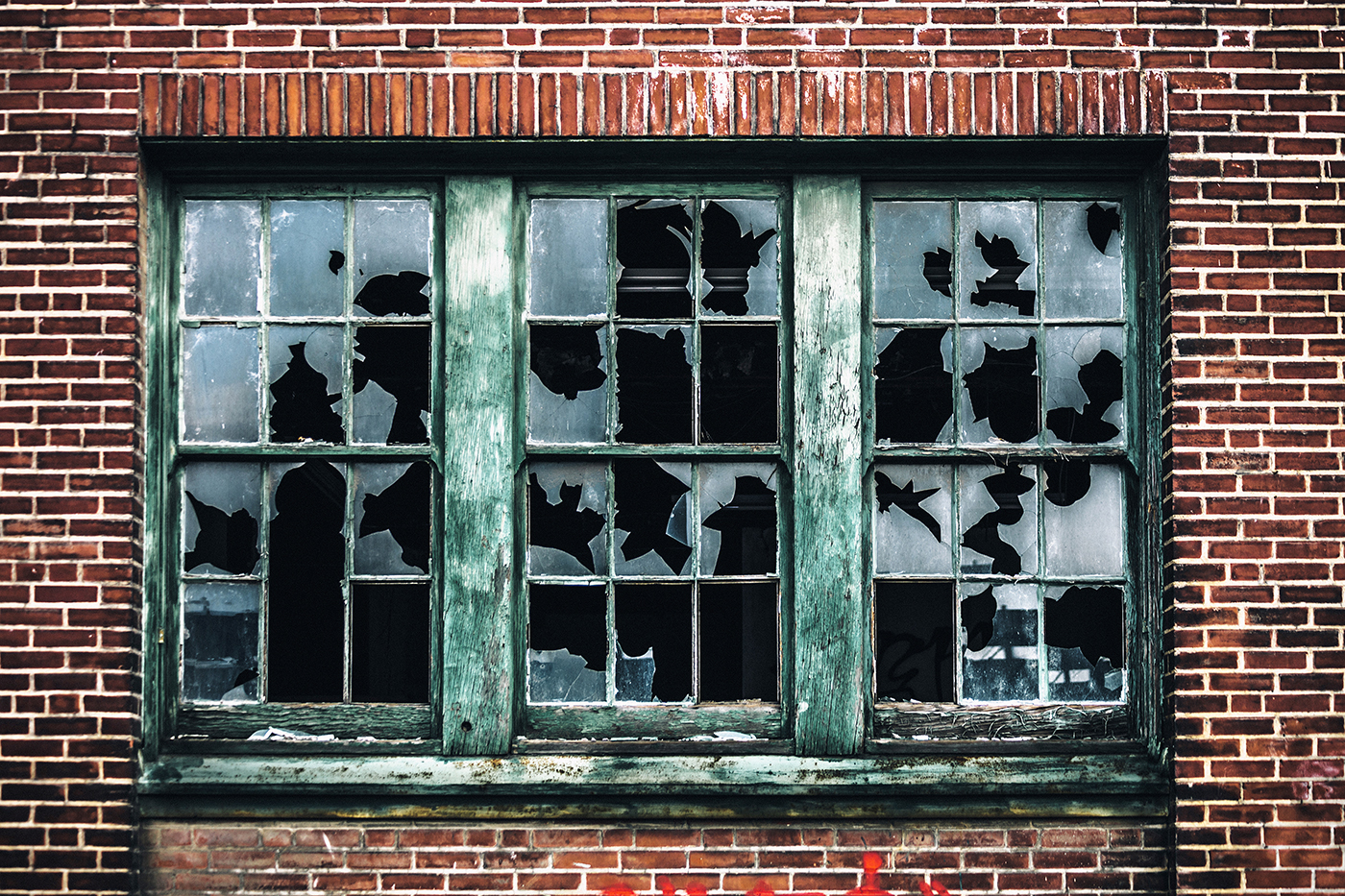 Broken windows.