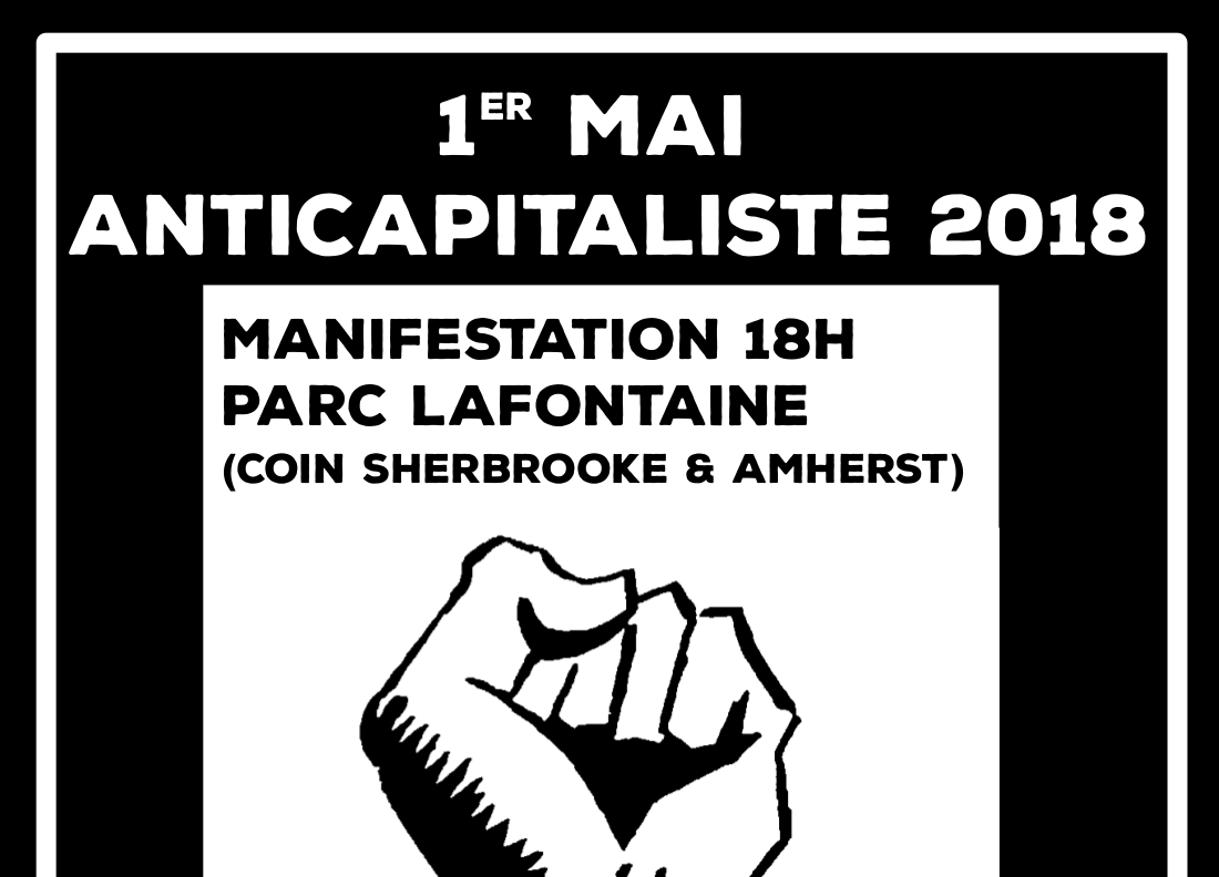 1er mai anticapitaliste 2018 - coin Sherbrooke/Amherst, 18h